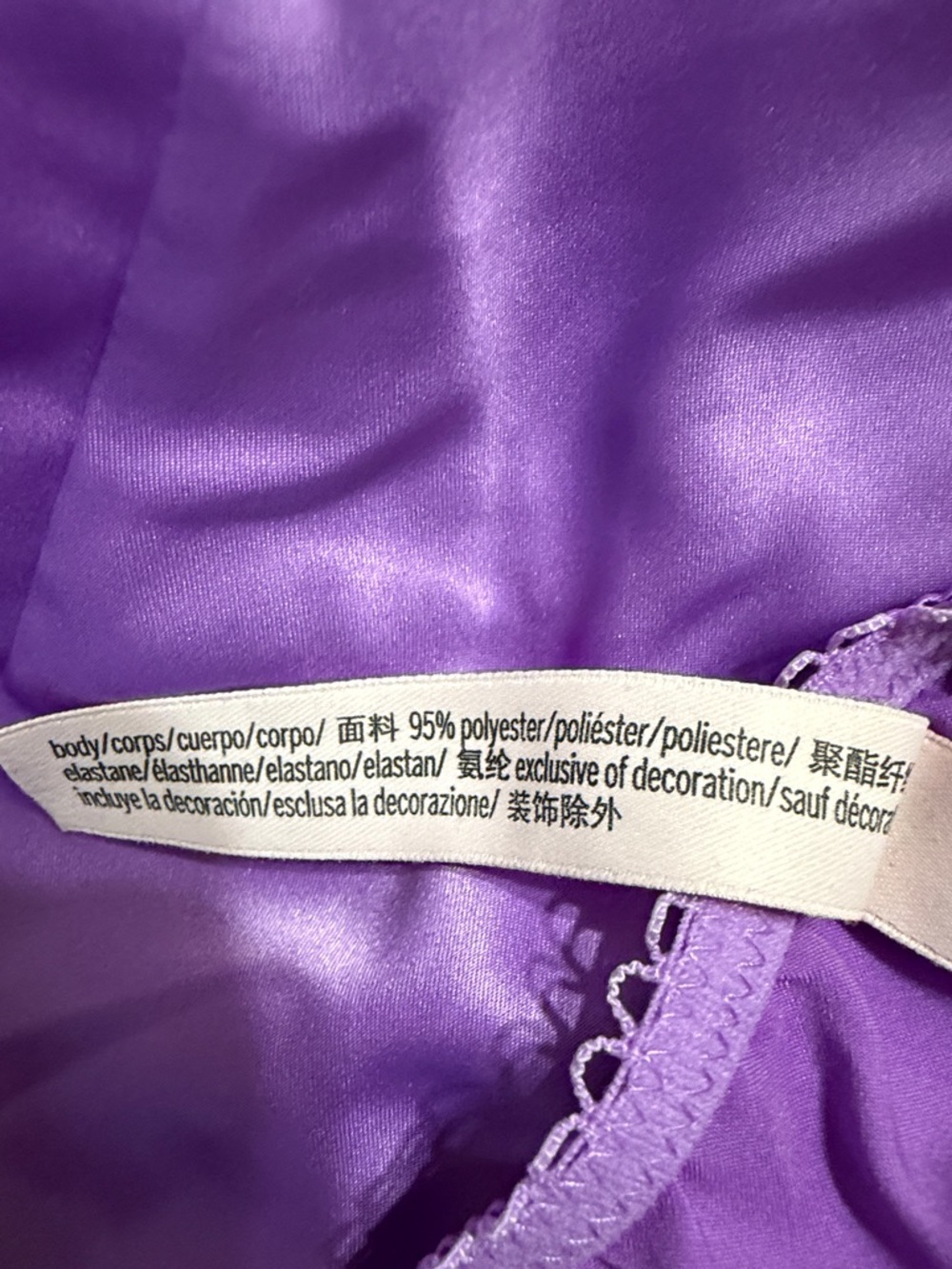 Victoria's Secret Purple Satin Slip with Pink Lace XL - Picture 4 of 4